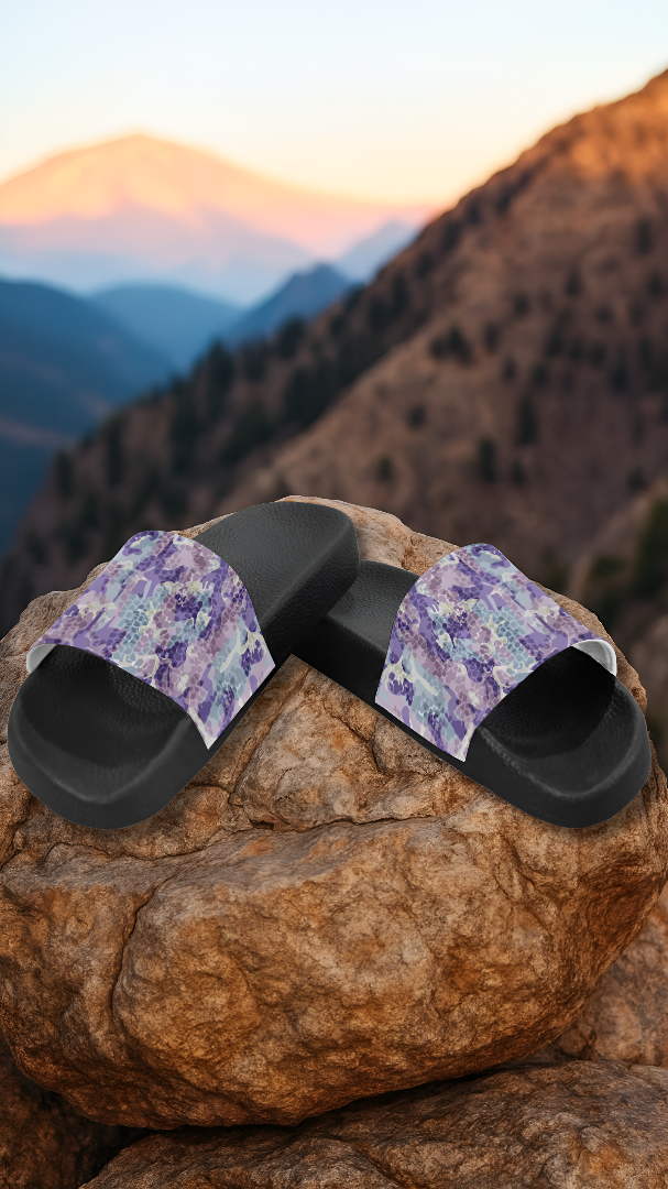 Men's Purple Camouflage Print Canvas Sliders Sandal