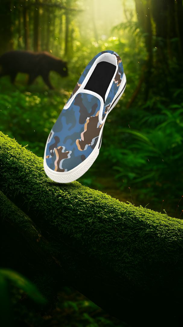 Men's Abstract Camouflage Print Canvas Slip-on Shoes