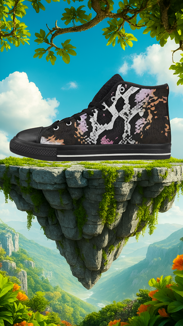 Men's Snake Print Canvas High Top Shoes