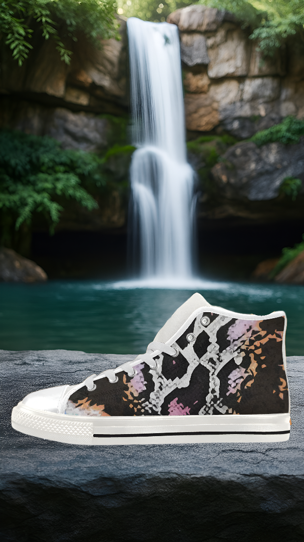 Men's Snake Print Canvas High Top Shoes