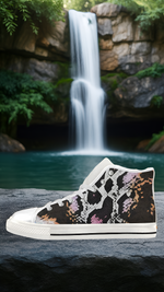 Men's Snake Print Canvas High Top Shoes