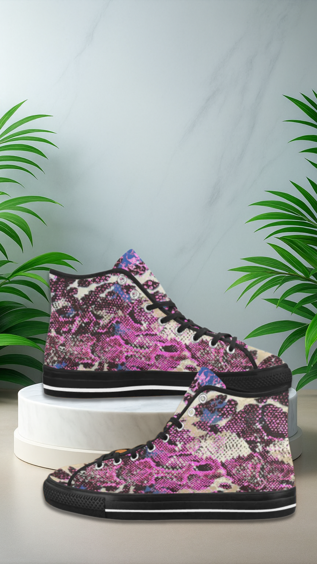 Women's Snake Skin Print Canvas High Top Shoes