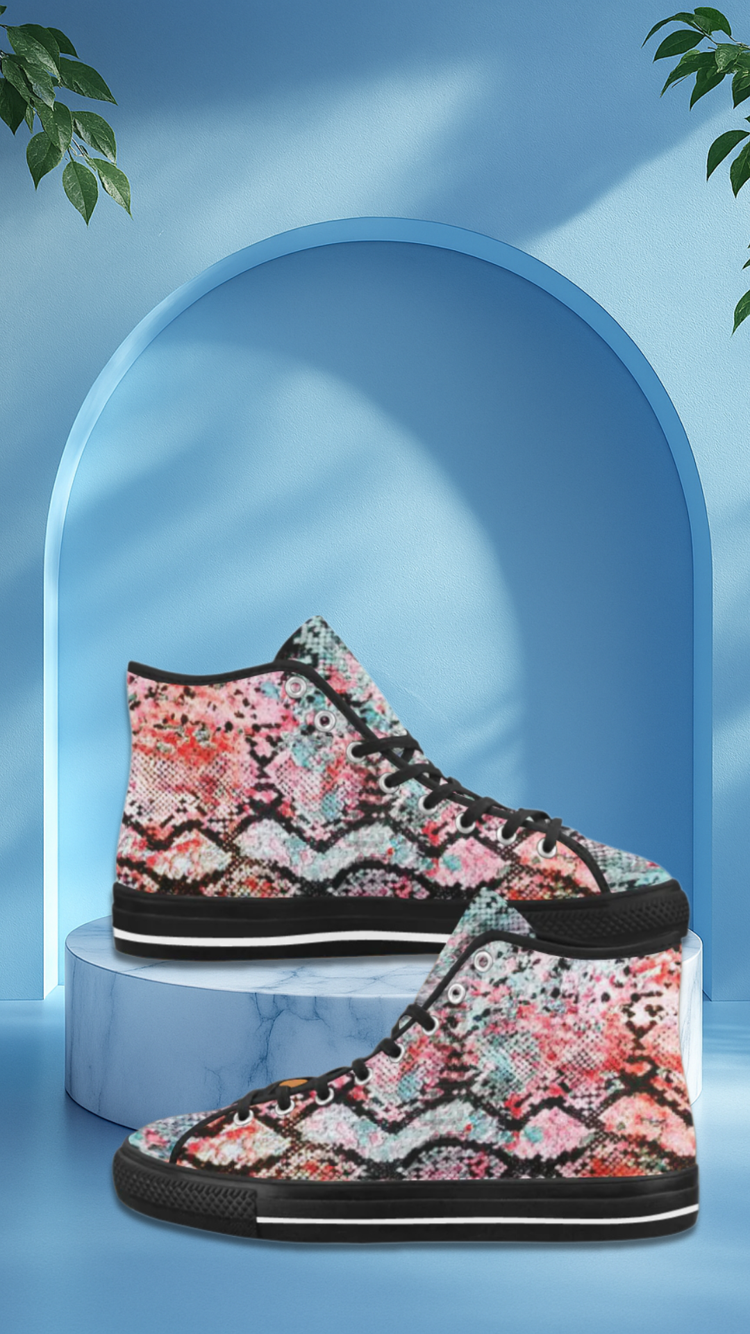 Women's Snake Print Canvas High Top Shoes