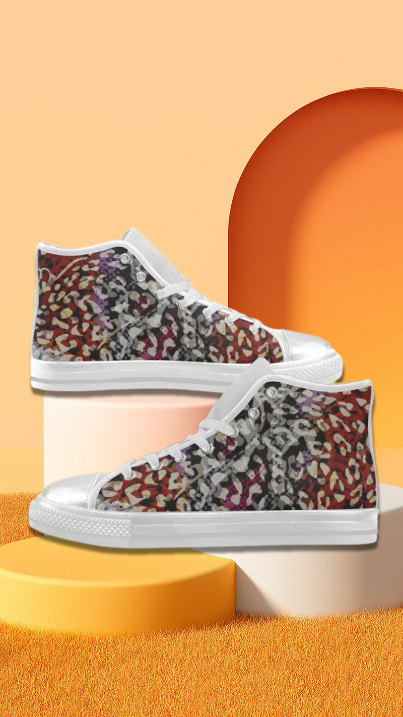 Women's Cheetah Print Canvas High Top Shoes