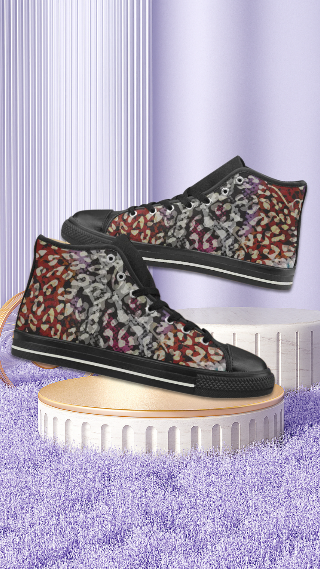 Women's Cheetah Print Canvas High Top Shoes