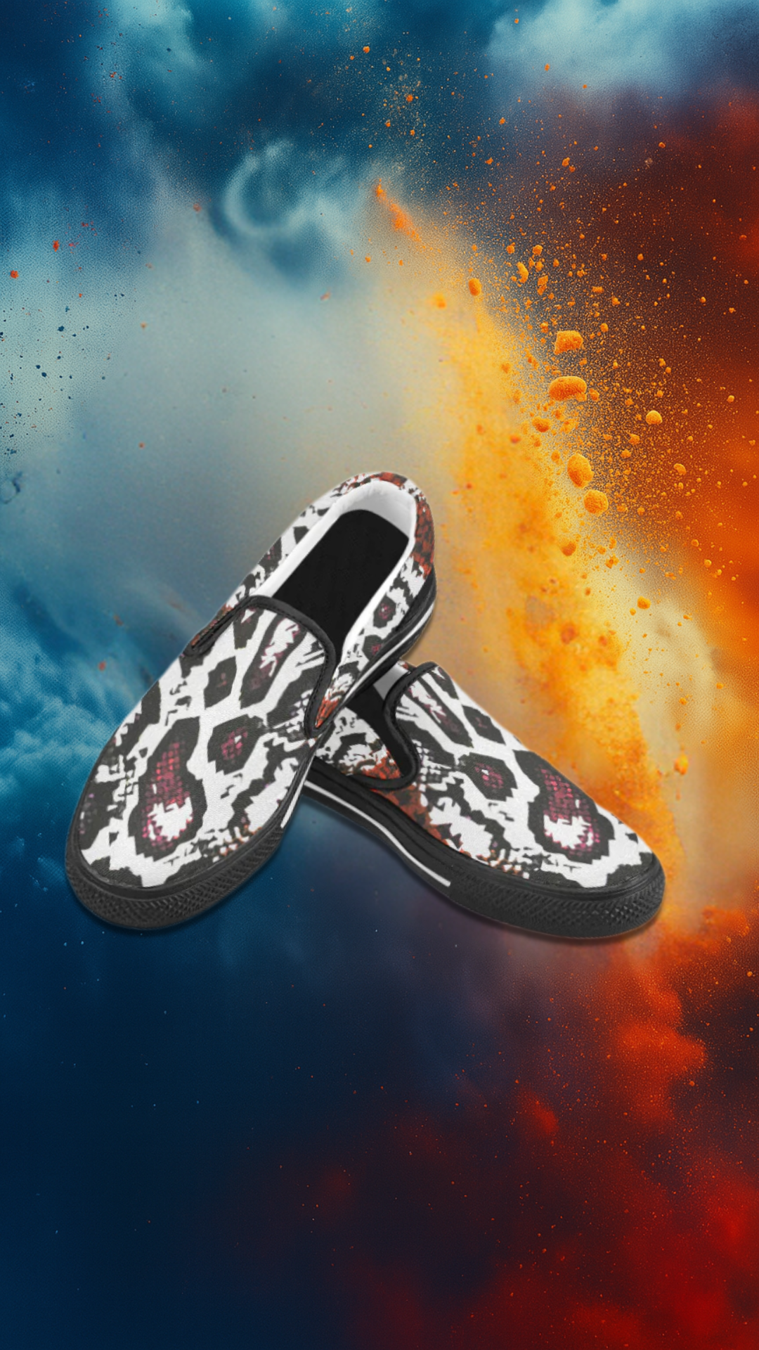 Men's Trippy Snake Print Canvas Slip-on Shoes