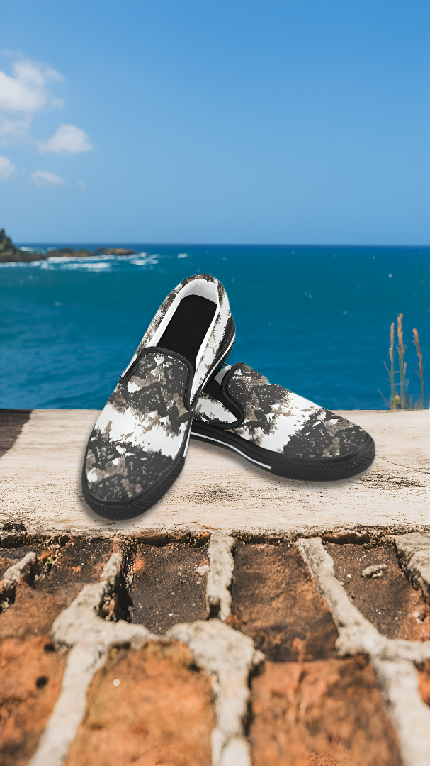 Men's Snake Print Canvas Slip-on Shoes