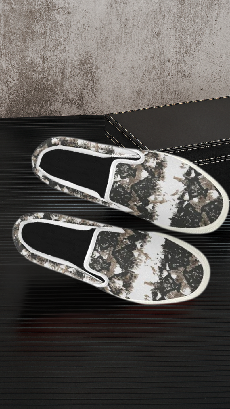 Men's Snake Print Canvas Slip-on Shoes