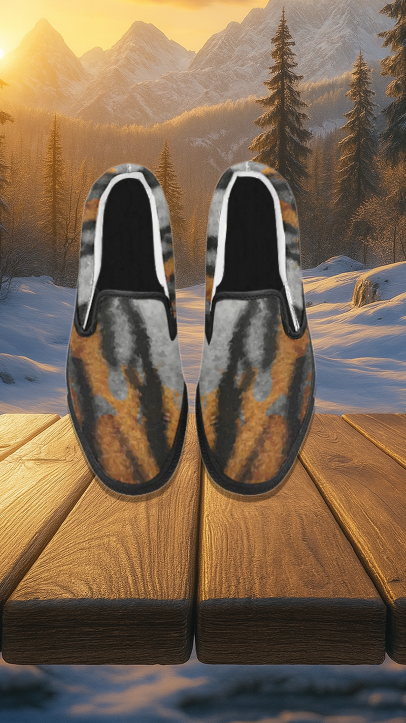 Women's Tiger Skin Print Canvas Slip-on Shoes