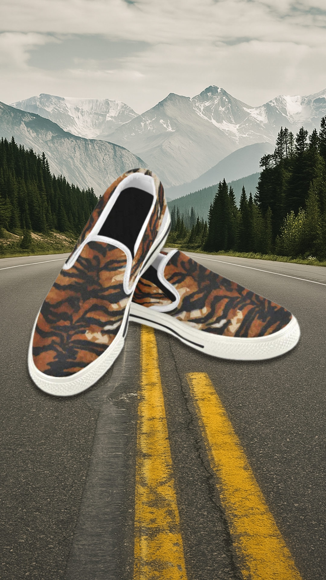 Women's Tiger Print Canvas Slip-on Shoes