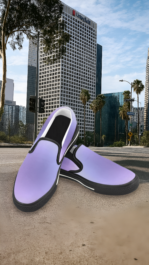 Men's Purple Solid Print Canvas Slip-on Shoes