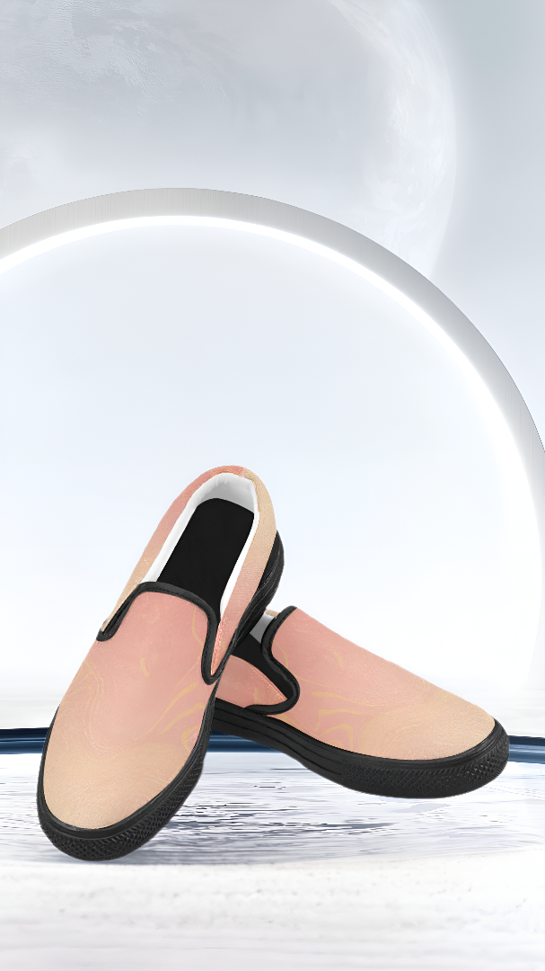 Men's Peach Solid Print Canvas Slip-on Shoes