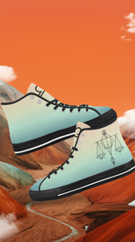 Men's Libra Scales Zodiac Print Canvas High Top Shoes