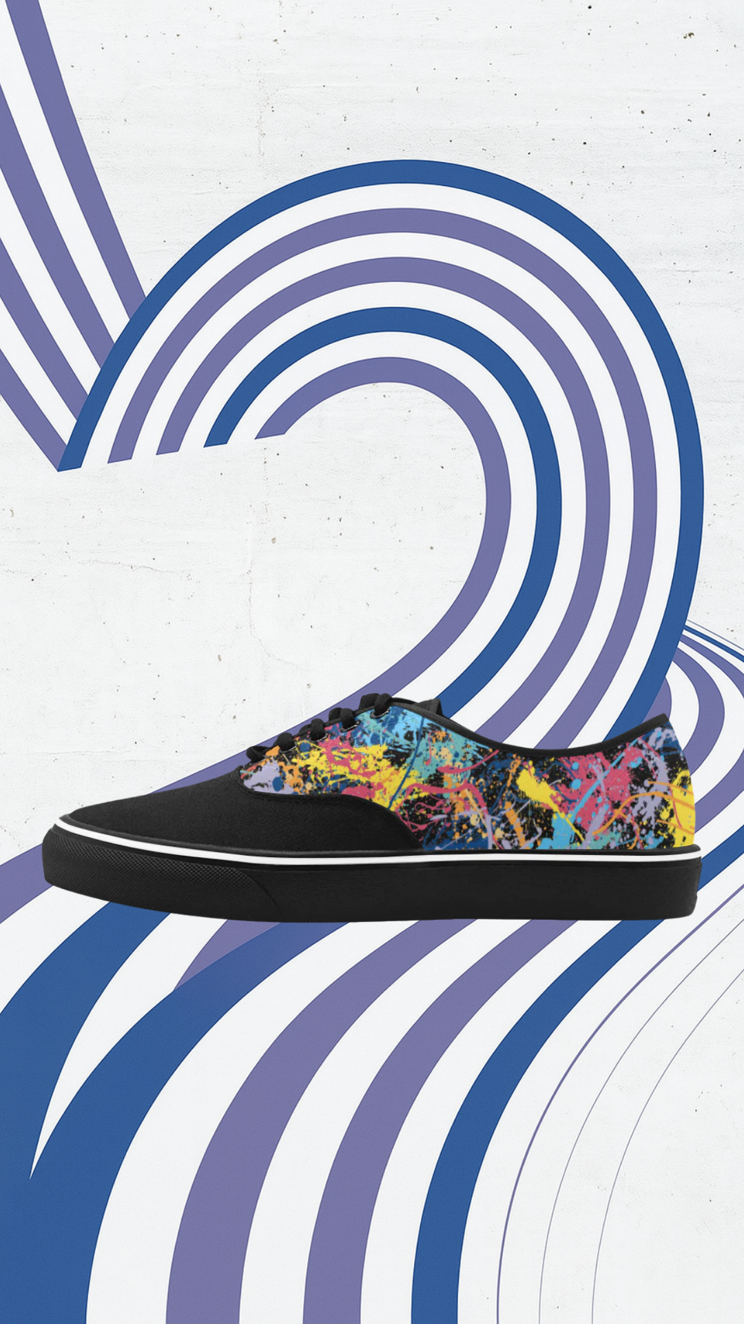 Men's Multicolored Paint Splatter Print Canvas Low Top Shoes