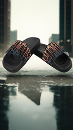 Men's Dark Criss Cross Paint Splatter Print Sliders Sandal