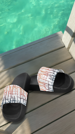 Men's Criss Cross Paint Splatter Print Sliders Sandal