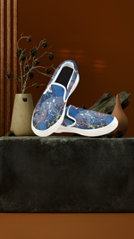 Men's Aquatic Paint Splatter Print Canvas Slip-on Shoes