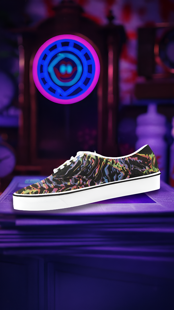 Men's Dark Psychedelic Print Canvas Low Top Shoes