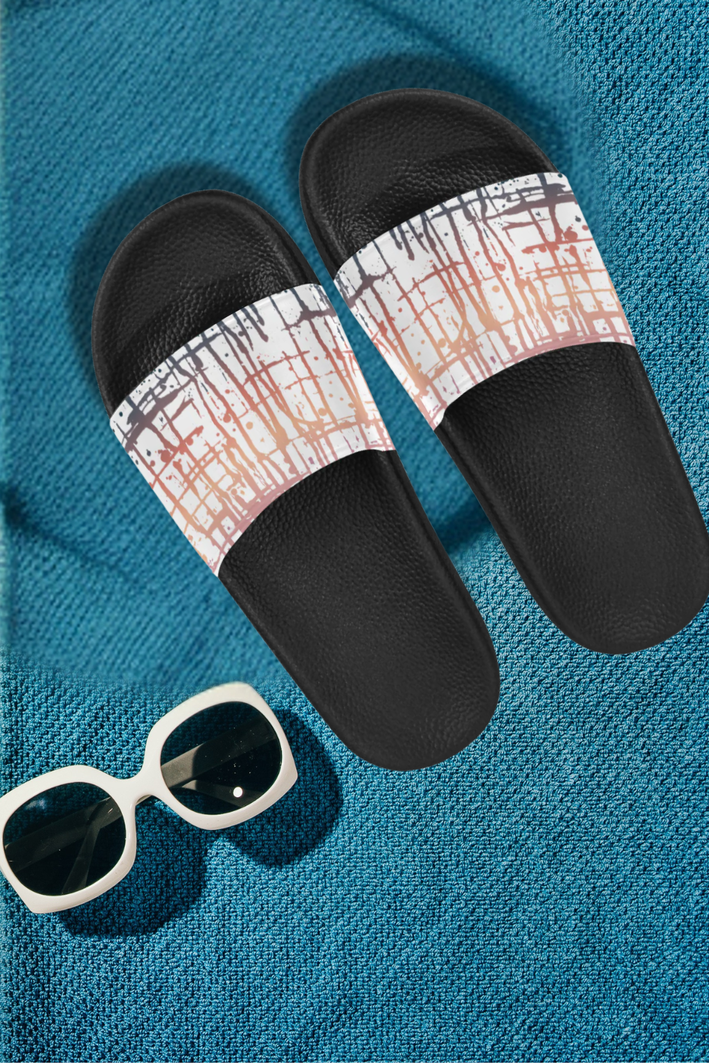 Women's Criss Cross Paint Splatter Print Sliders Sandal