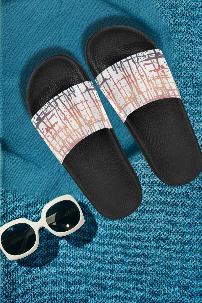 Women's Criss Cross Paint Splatter Print Sliders Sandal