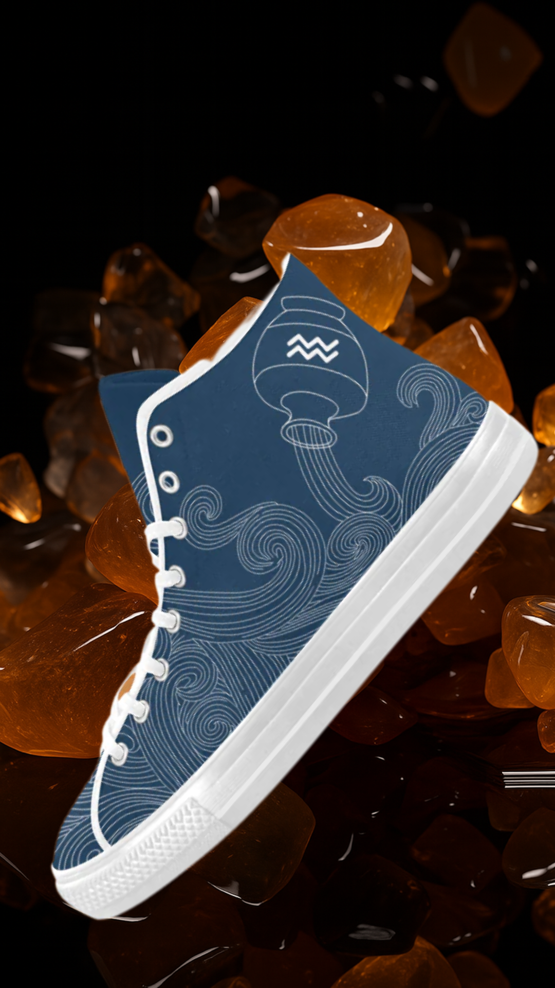 Men's Aquarius Water Bearer Print Canvas High Top Shoes