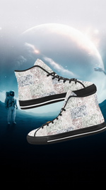 Women's Skull Doodle Print Canvas High Top Shoes