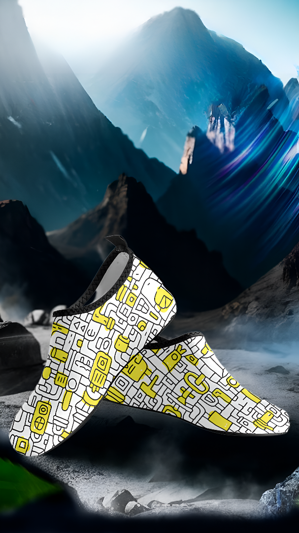Men's Pop Yellow Doodle Print Barefoot Shoes