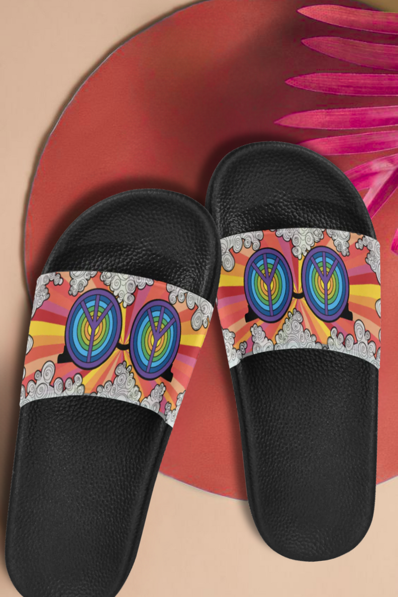 Men's Peace Shades Psychedelic Print Sliders Sandal