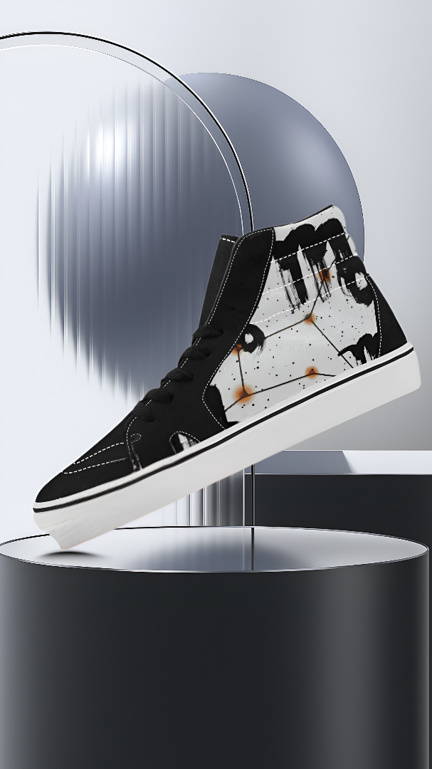 Men's  Zodiac Print Canvas High Top Shoes