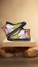 Women's Bubble Gum Pop Art Print Canvas High Top Shoes