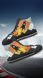 Men's Flying Rocket Pop Art Print Canvas High Top Shoes