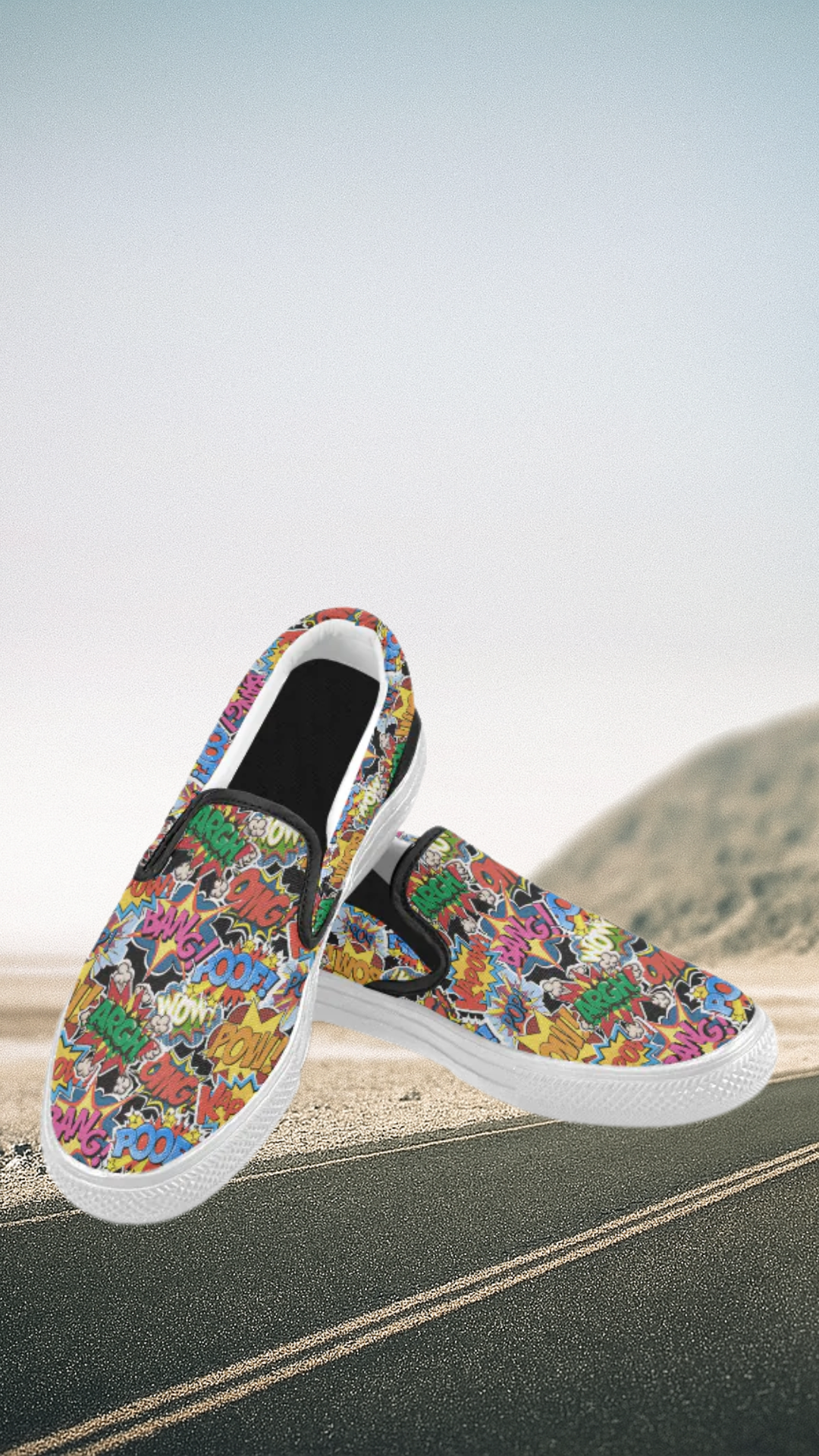 Men's Comic Bubbles Pop Art Print Canvas Slip On Shoes