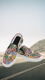 Men's Comic Bubbles Pop Art Print Canvas Slip On Shoes