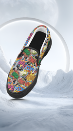 Women's Comic Bubbles Pop Art Print Canvas Slip on Shoes