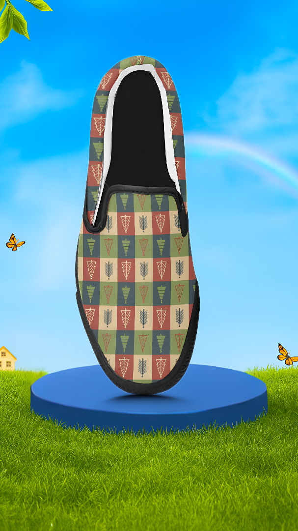 Men's Christmas Tree Print Canvas Slip On Shoes