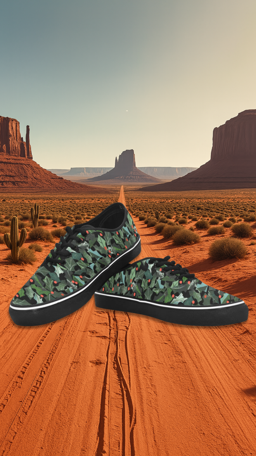 Women's Ivy Plants Christmas Print Canvas Low Top Shoes
