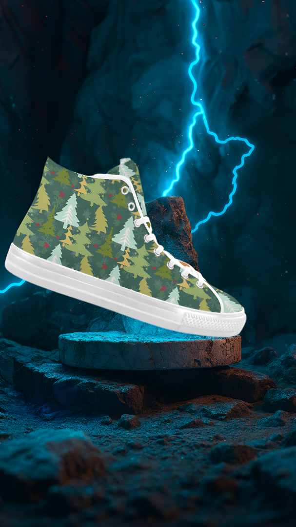 Men's Christmas Trees Print Canvas High Top Shoes