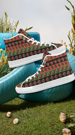 Men's Christmas Plaids Print Canvas High Top Shoes
