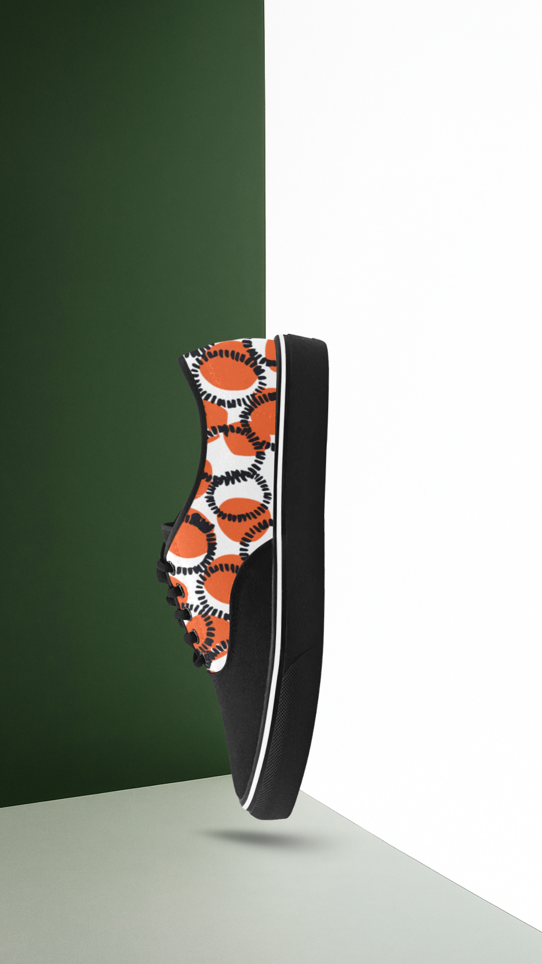 Men's Orange Polka Print Canvas Low Top Shoes