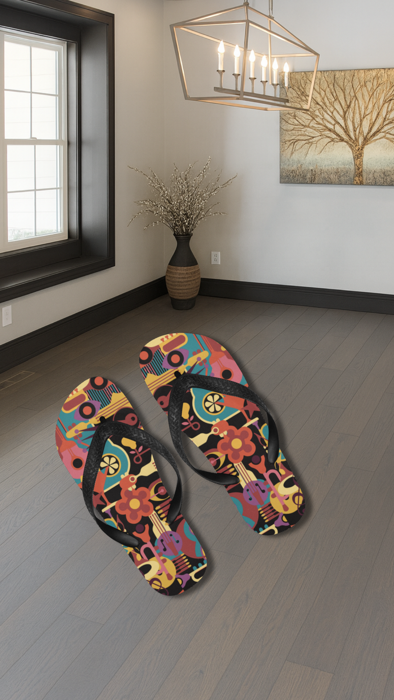 Men's Vibrant Groove Abstract Flip Flops