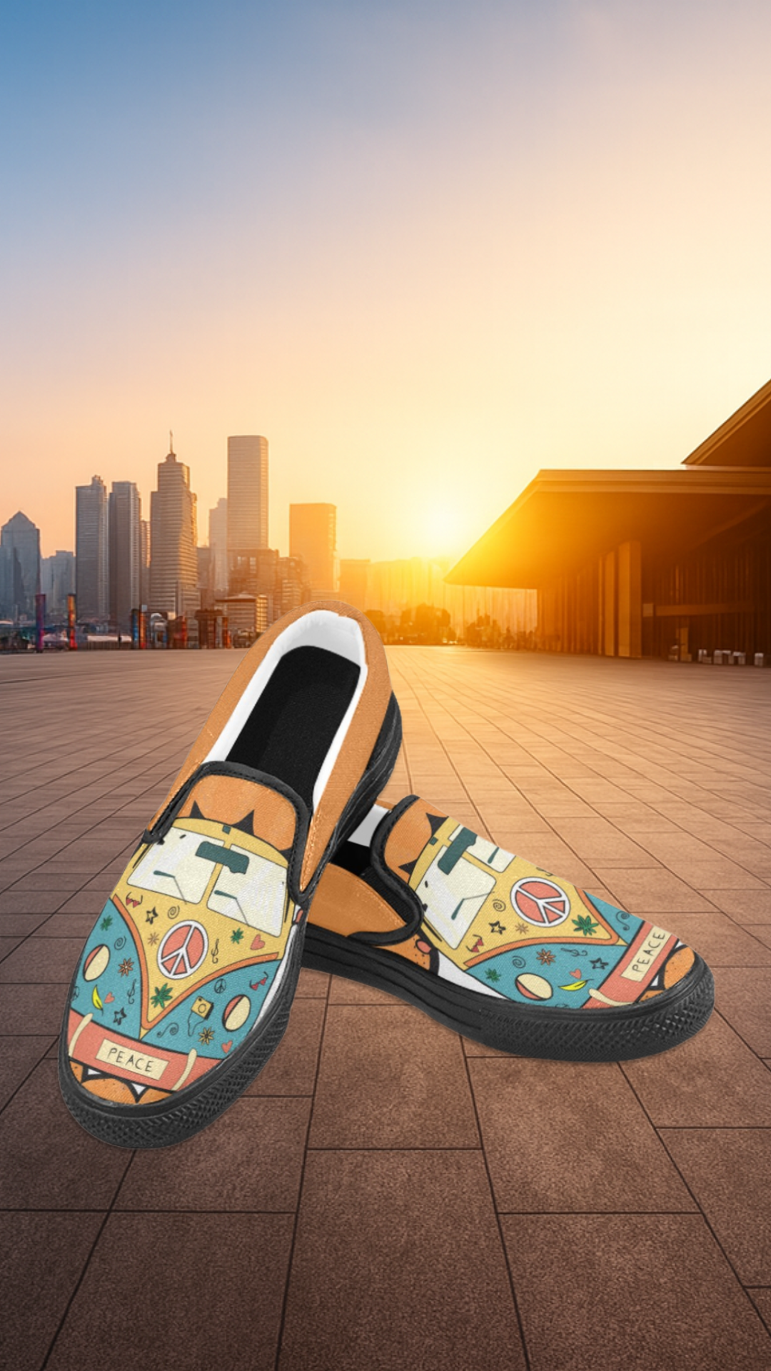 Men's Hippie Peace Van Abstract Slip-on Shoes