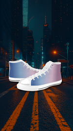 Men's Blue Pink Hue Solid High Top Shoes