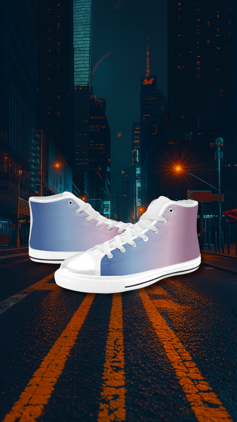 Men's Blue Pink Hue Solid High Top Shoes