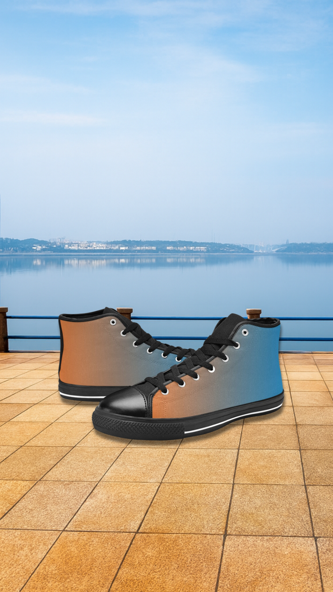 Men's Orange Blue Hue Solid High Top Shoes