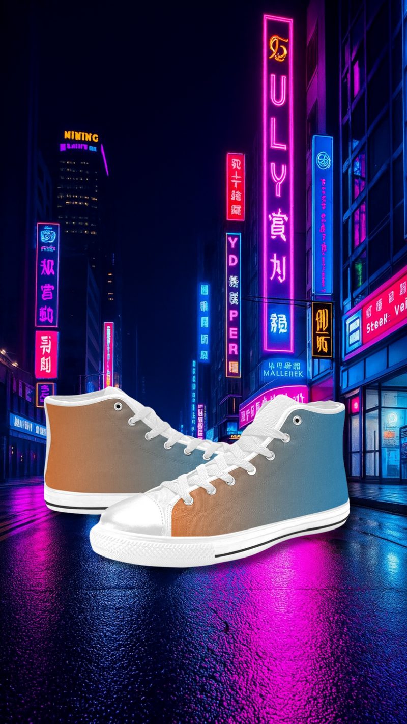 Men's Orange Blue Hue Solid High Top Shoes