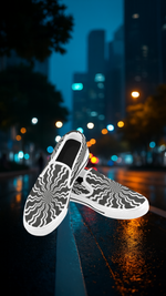 Men's Swirling Grey Vortex Abstract Slip-on Shoes