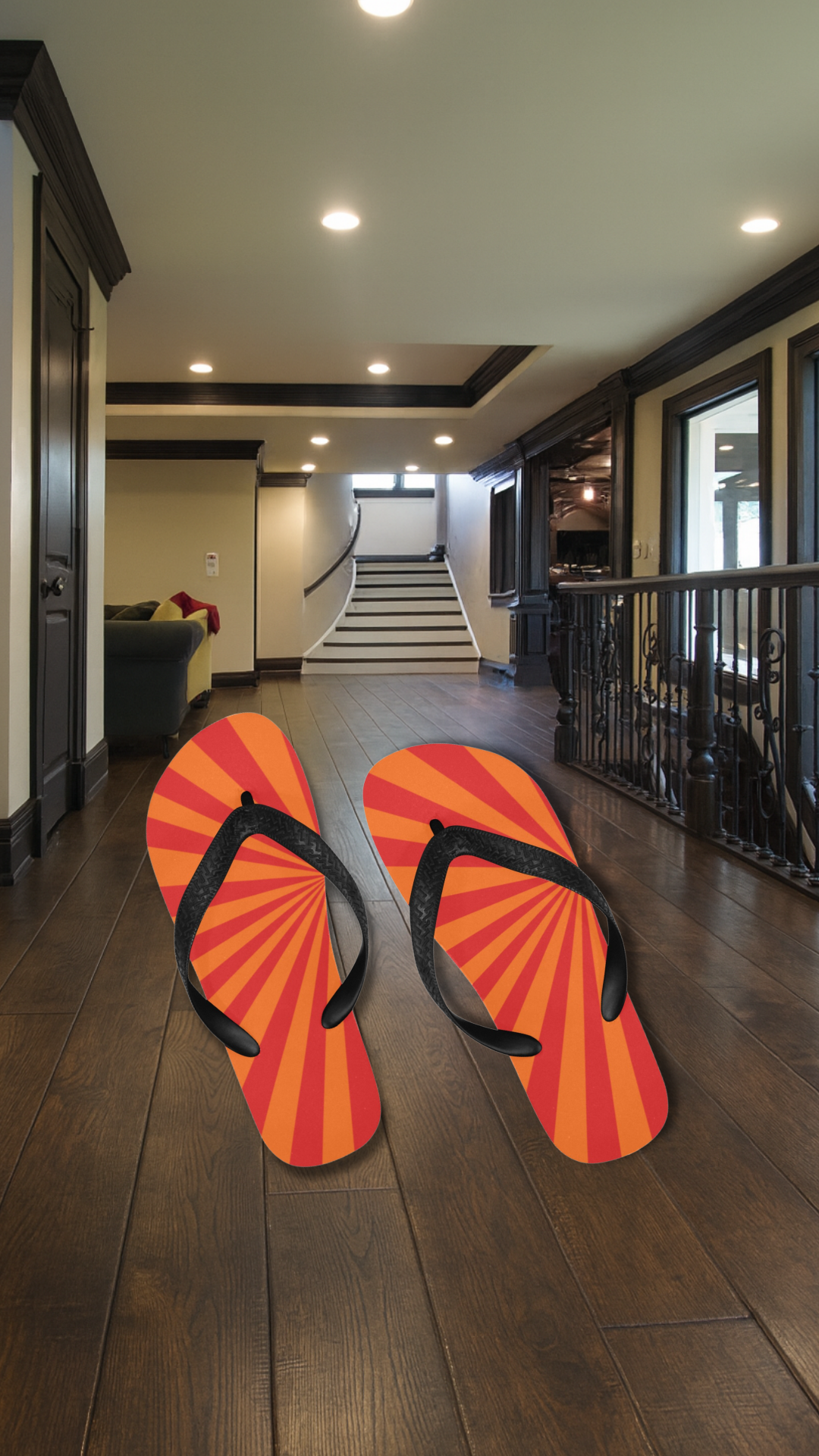 Women's Vibrant Strips Abstract Flip Flops