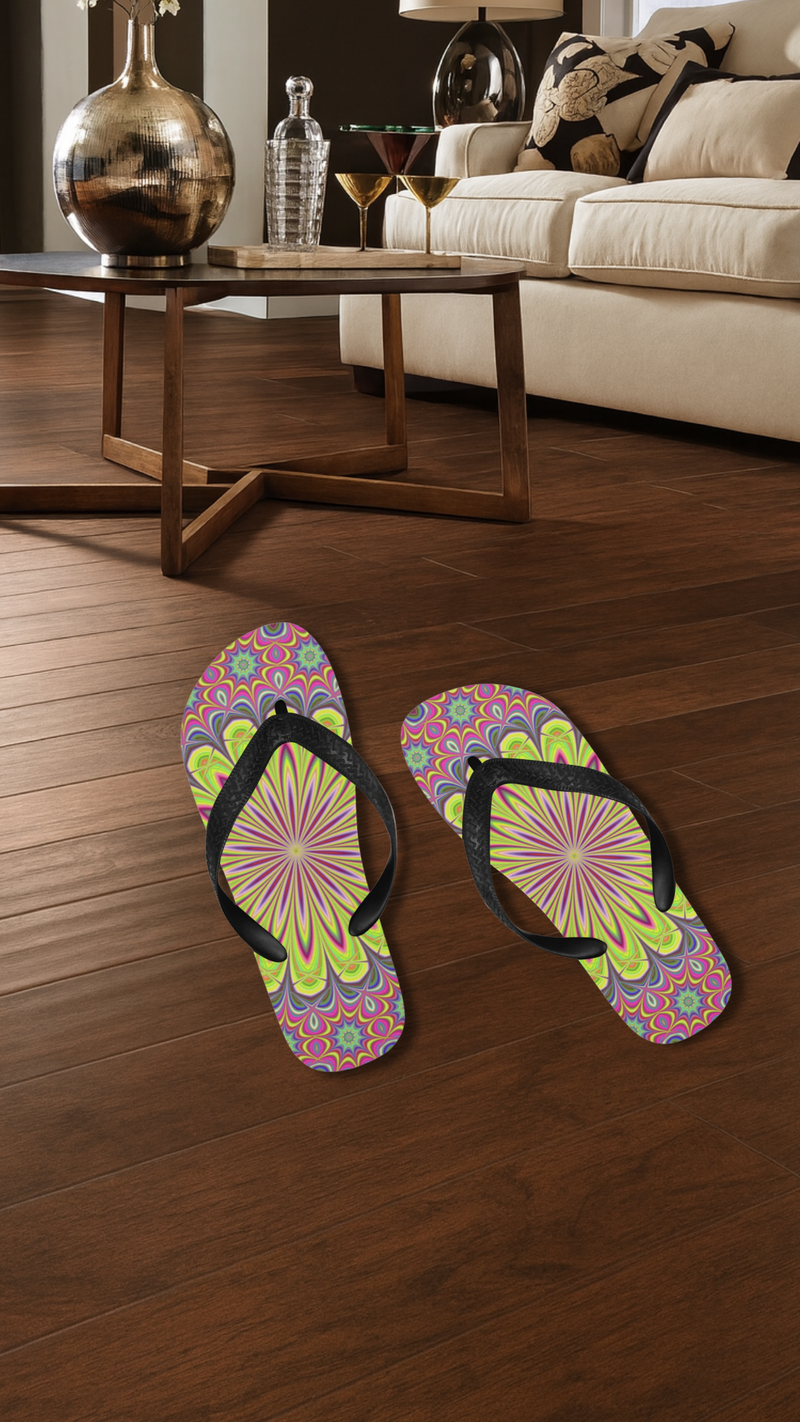 Men's Psychedelic Starburst Abstract Flip Flops