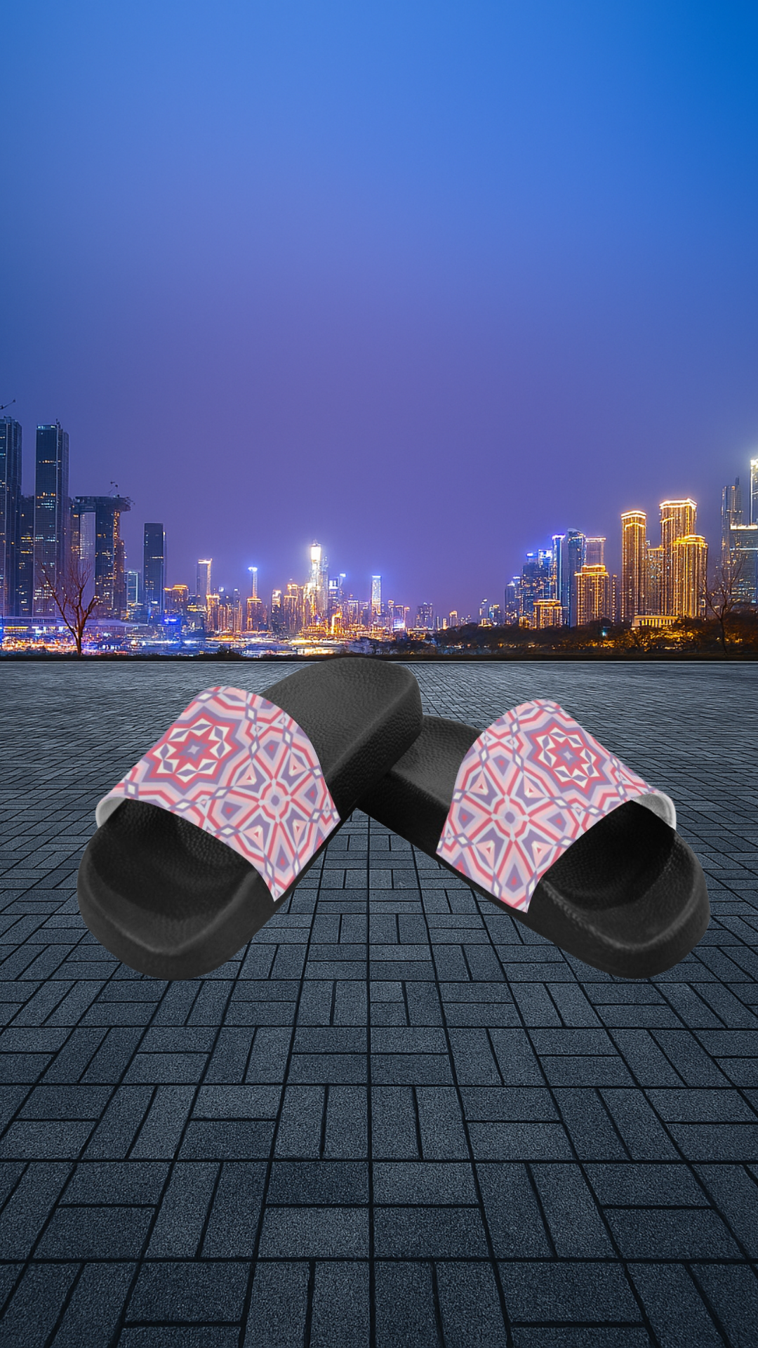 Women's Pastel Prism Abstract Slider Sandals