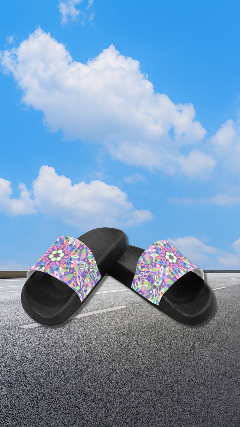 Women's Pastel Kaleidoscope Abstract Slider Sandals